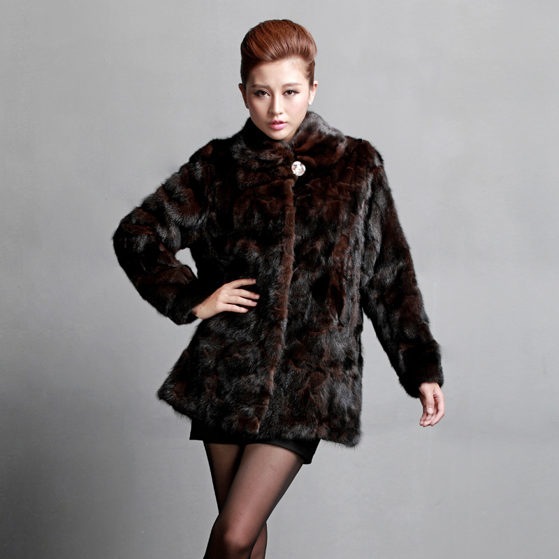 SAMSUNG 2012 fight mink fur coat mink marten fur overcoat long design women's