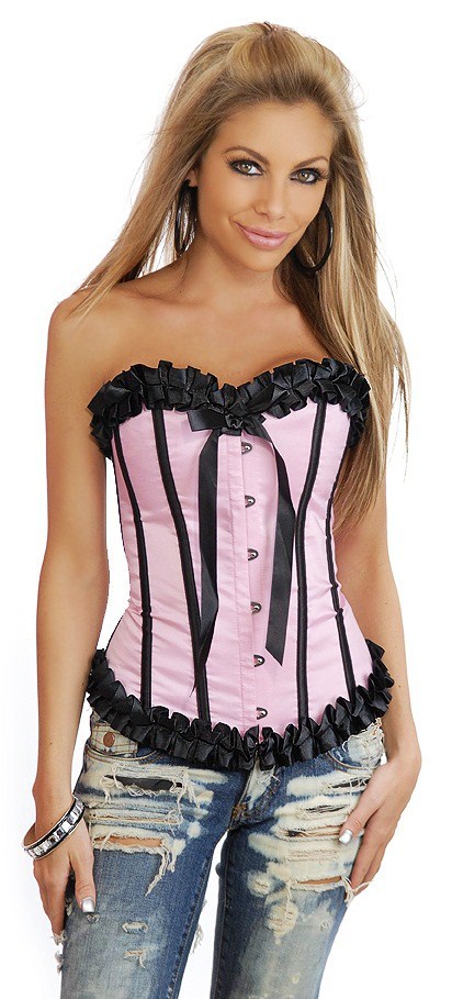 Satin Strapless Burlesque Corset  2 Colors 2722