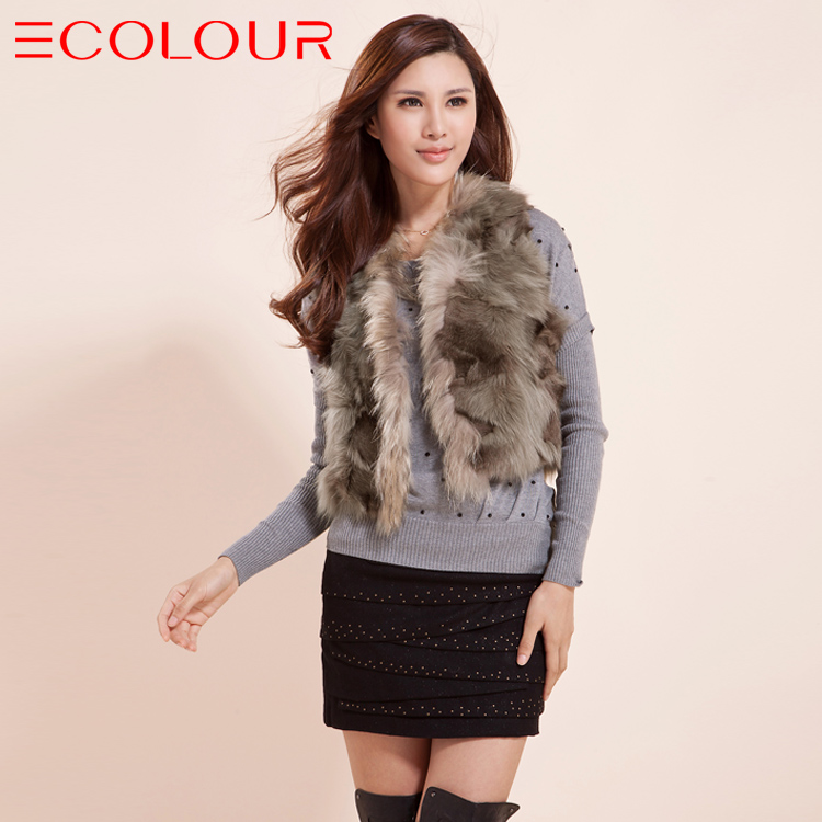 Sauteeded women's 2012 winter elegant sleeveless fur coat vest 14090