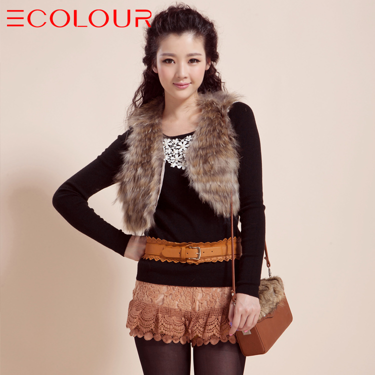 Sauteeded women's 2012 winter short design fur coat vest 1412070330