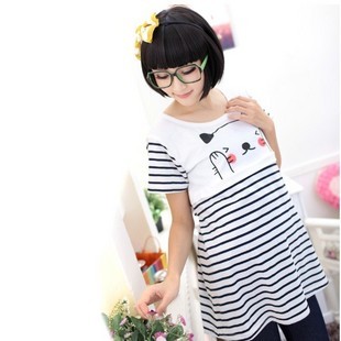 Scite summer fashion maternity clothing summer stripe short-sleeve maternity top t-shirt