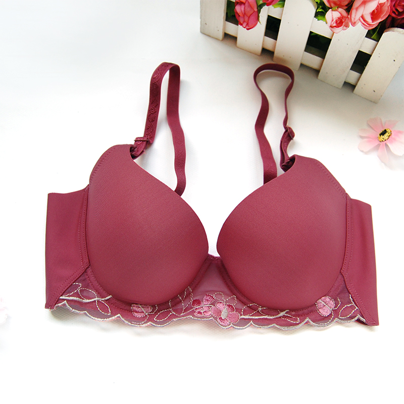 Seamless thick glossy plunge thin cup lace push up bra aa21 accept supernumerary breast