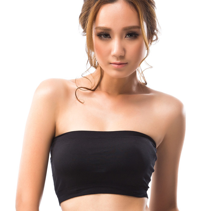 seamless tube top tube top belt pad sports around the chest have pad black skin color Free Shipping