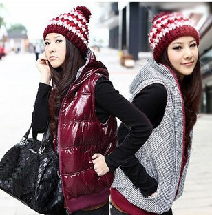 Seaweed 2013 vest all-match bright face down vest Women with a hood down vest