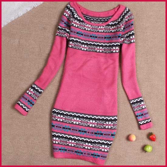 [SEKKES]2012 Fashion Flower Pullover Sweater Dresses For Women Clothing Free Shipping  SWT009