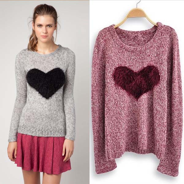 [SEKKES] 2013 New Fashion Pullover Heart Sweater Women Knitwear SWT028