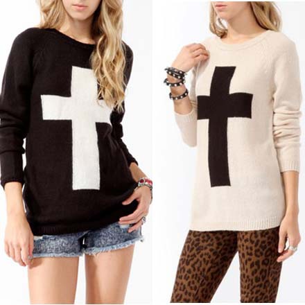 [SEKKES] 2013 Women's Loose Cross Knitwear Geometry Sweater SWT030