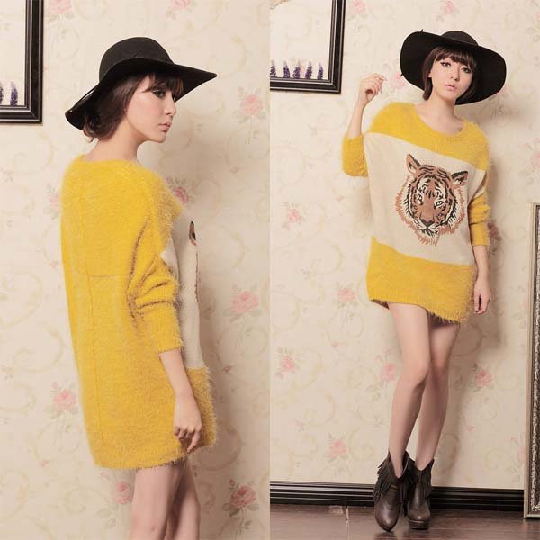 [SEKKES] Fashion Pullover Knitwear Tiger Sweater Women Star Knitwear Shrug  SWT026