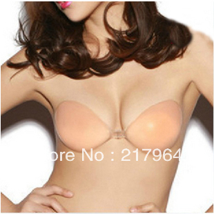 Self Adhesive Nude Push Up Strapless silicone bra Thick Free Shipping