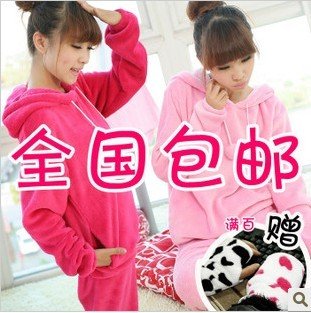 Sellers qiu dong sparks game coral flocking long-sleeved thickening lovers pajamas men and women leisurewear suit