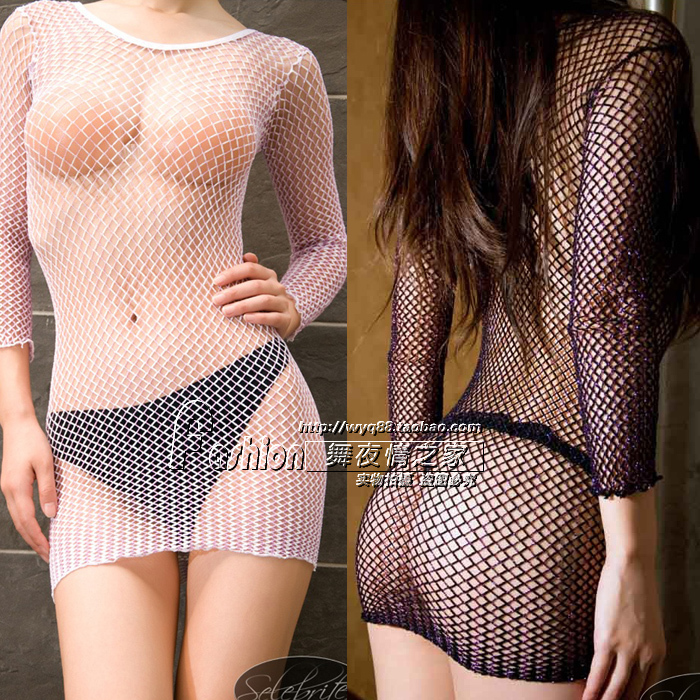 Seloebritee sexy mesh long-sleeve slim hip clothing bodysuit women's body shaping one-piece underwear