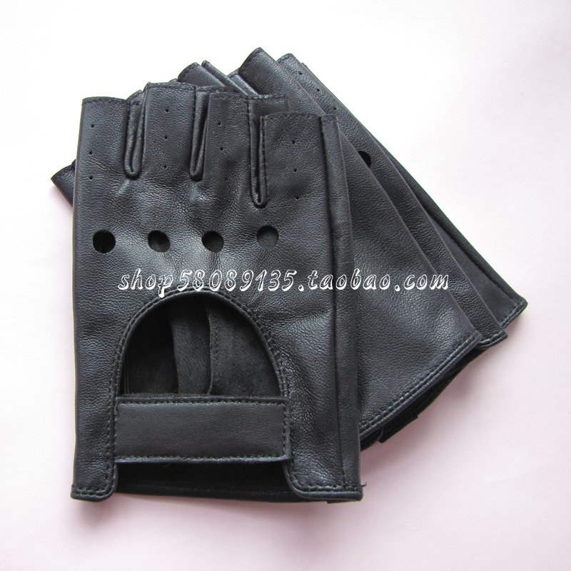 Semi-finger gloves genuine leather sheepskin gloves sports fitness multi purpose