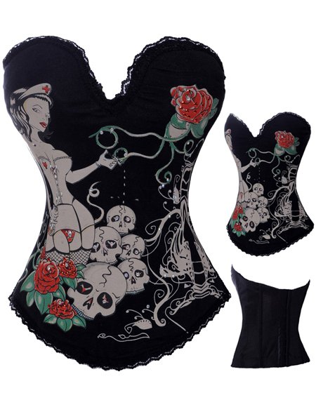 Sensual Print Rhinestone Corset