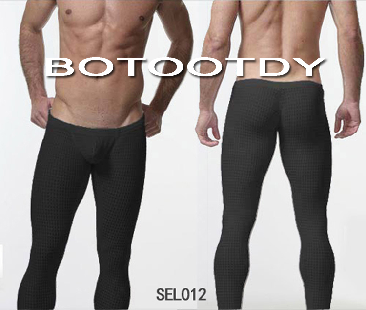 Seobean mesh male long johns legging tight ultra-low-waisted long panties sel012 black