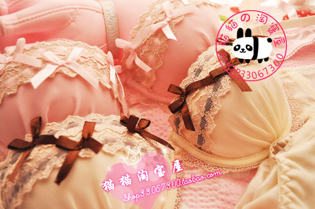 Separate duomaomao sweet princess lace bow push up female underwear set