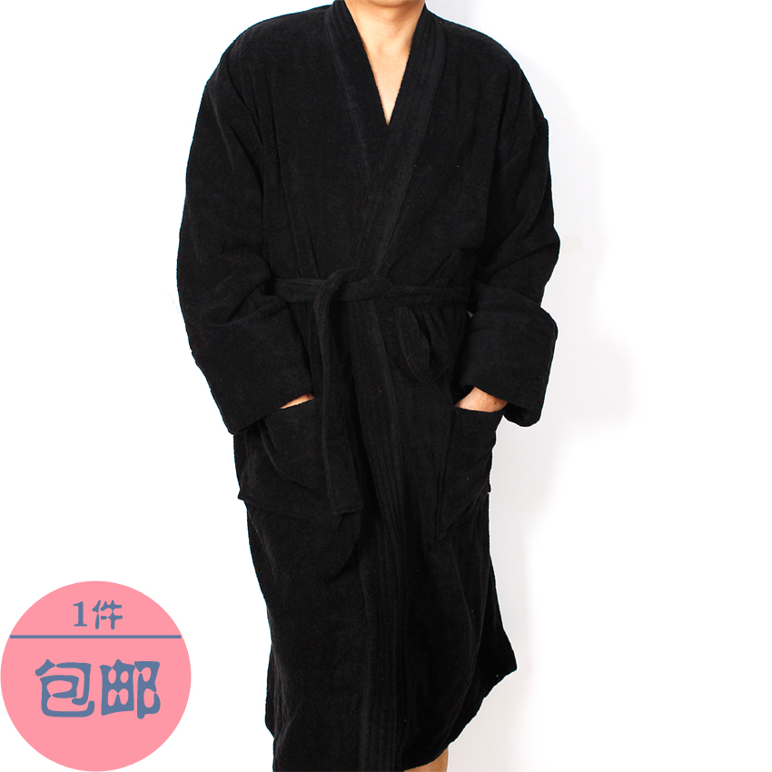 Separate thickening 100% cotton loop pile towel cloth male winter long design bathrobe robe sleepwear