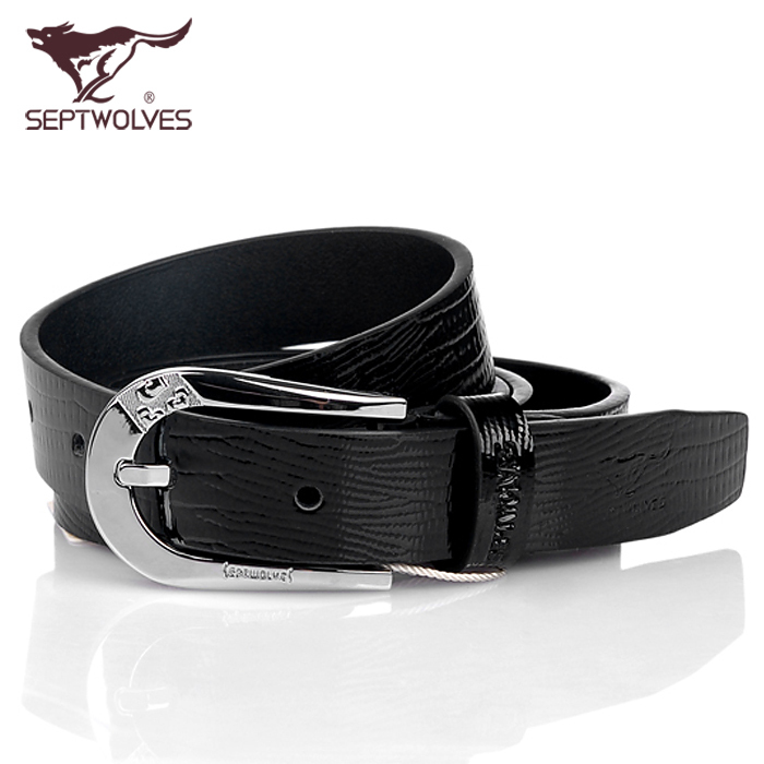 SEPTWOLVES strap genuine leather women's pin buckle belt Women cowhide belt elegant fashion black