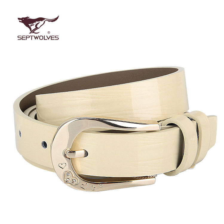 SEPTWOLVES women's pin buckle fashion elegant casual pin buckle genuine leather belt Free Shipping