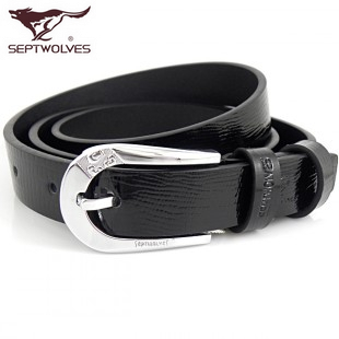 SEPTWOLVES women's strap genuine leather cowhide women's belt female fashion black pin buckle strap