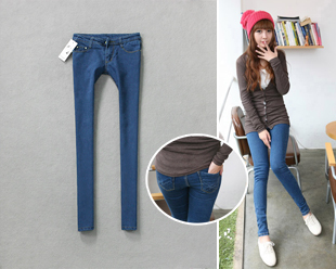 Series type classic blue trousers pencil pants female 1010