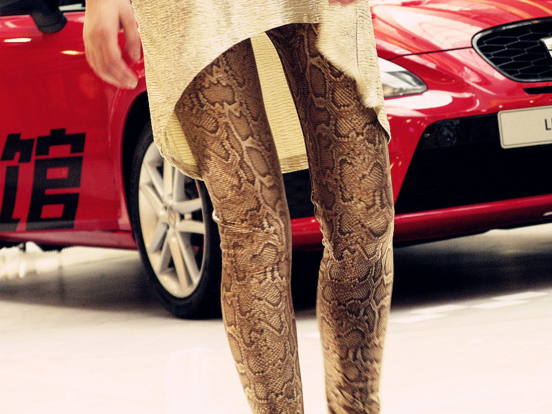 Serpentine pattern faux leather legging champagne gold tight female long trousers fleece