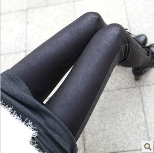 Serpentine pattern thickening faux leather quality fashion ankle length legging female