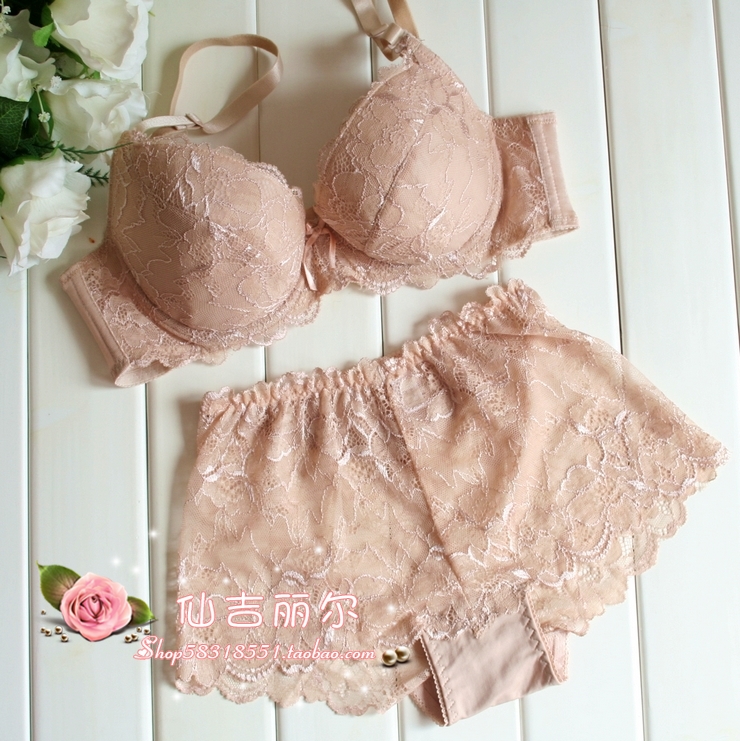 Set lace plus size women's bra set sexy super push up women's underwear bra y