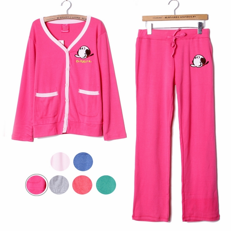 Set lovers design oliver women's lounge spring and autumn sleepwear long-sleeve 100% cotton pink set