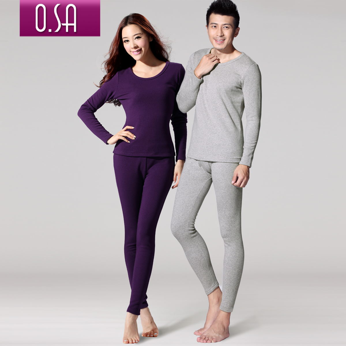 Set wool osa autumn and winter thickening long johns thermal underwear thickening plus velvet female male set t23702