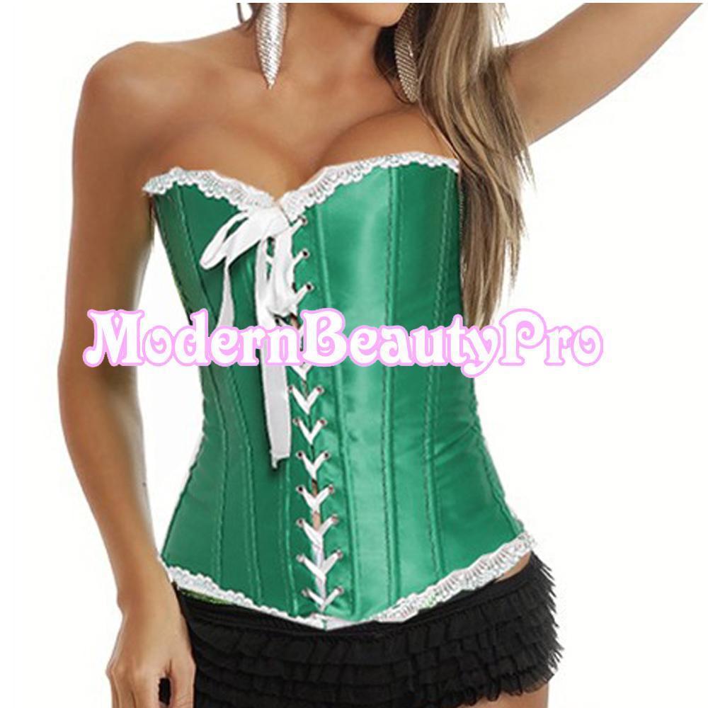 Sex Popular lace up corset Top Bustier back waist size S/M/L/XL AB996 Green