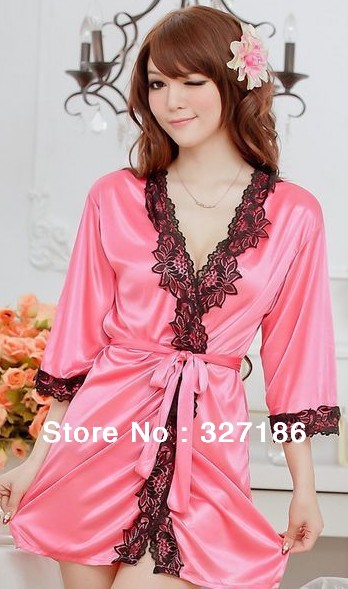 Sexy bathrobe,Lingerie Suit, women underwear,noble lace sleepcoat with T-back free shipping!