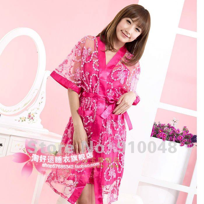 sexy bedgown /  2pcs/set silk night gown  /  top quality robe/ wholesale & retail /free shipping