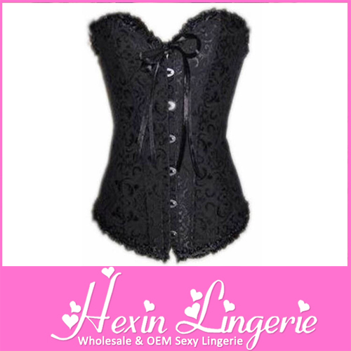 Sexy Black Embroidered Stapless hot women sexy photo corset LB4213 Size S, M, L, XL, 2XL, 3XL, 4XL, 5XL,6XL