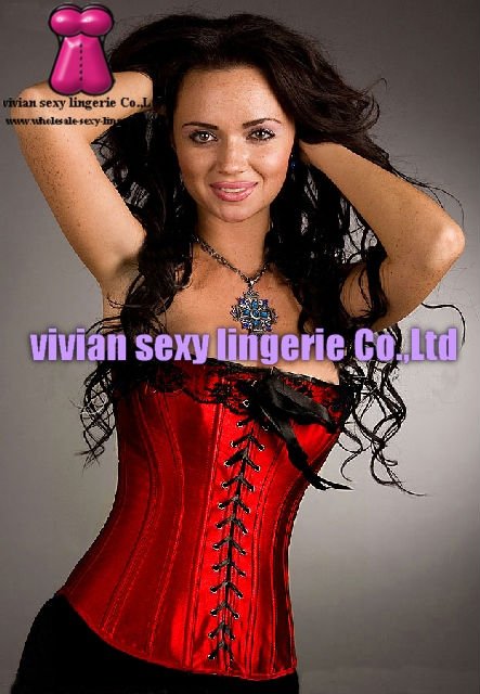 sexy black lace red corset Bustier 1576(S,M,L,XL,XXL) wholesale price