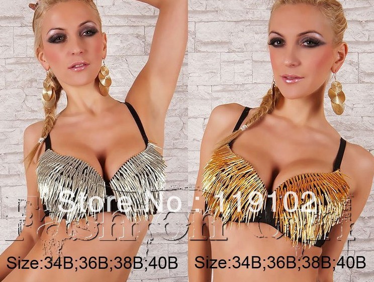 Sexy Bra Gold Silver Tone Metallic Gathers Punk Spike Studs Rivet Bandeau Bra Bralet Free shiping