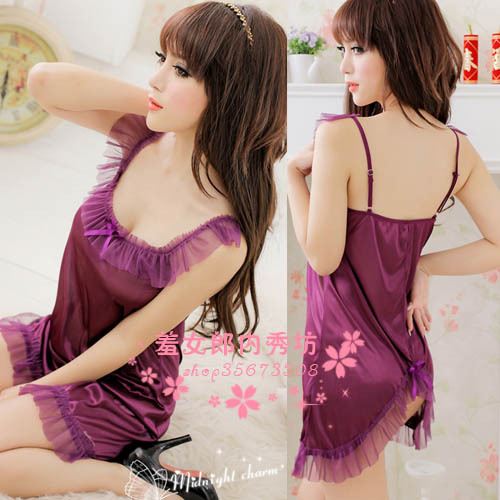 Sexy charming purple temptation nightgown seductive sexy sleepwear ding pants sleepwear 8592