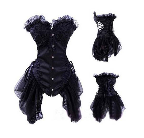 sexy corset black lace ribbon burlesque corset bustier costume free shipping