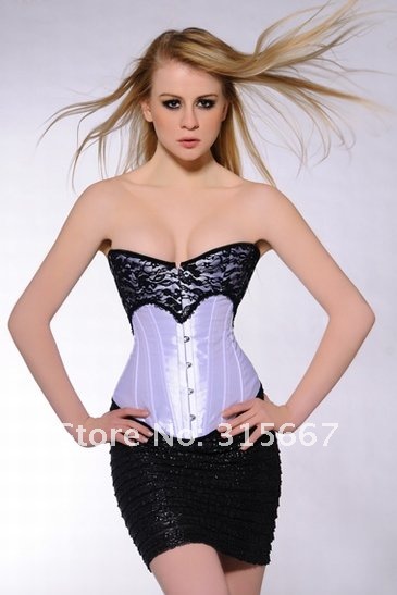 sexy corset,embroidered white & black corset ,bustier,lingerie