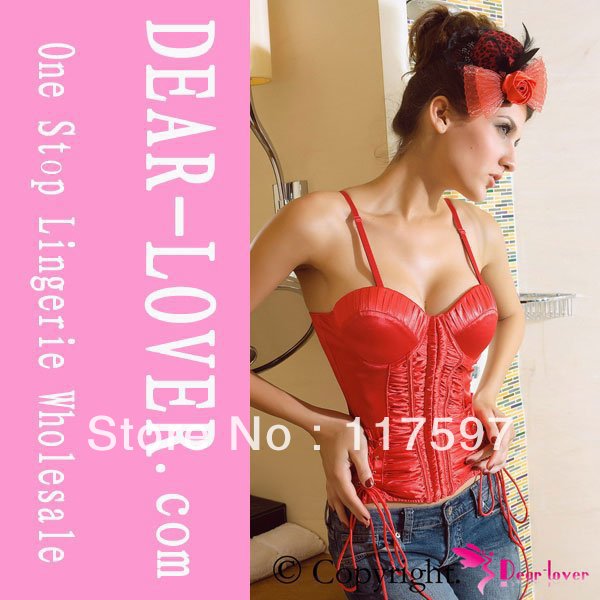 Sexy Corset, Ruffled Bra red Outerwear Corsets LC5187+ Cheaper price + Free Shipping Cost + Fast Delivery