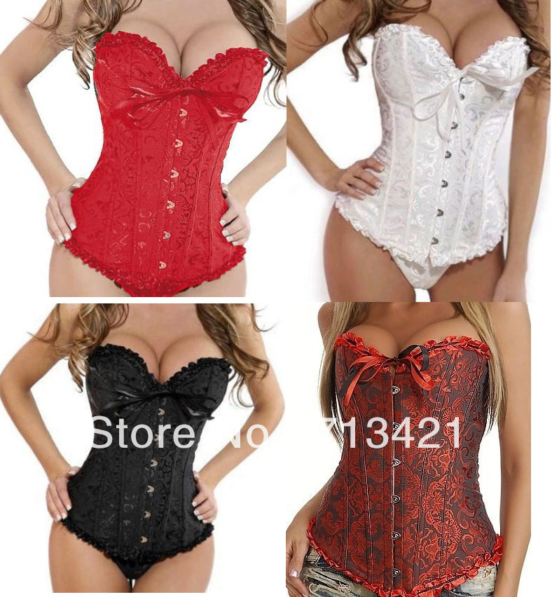 Sexy Corset Women Bone Lace Bustier Corset+G string Set Lingerie,Sexy Shaper for women,Push Up Bodysuit, Plus Size S-6XL