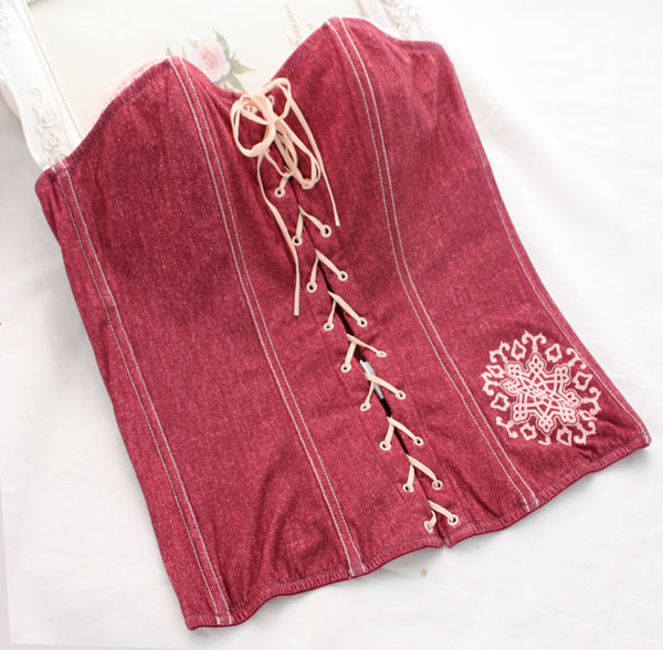 Sexy Corset Women Bone Red Lace Bustier Corset  Lingerie S M L