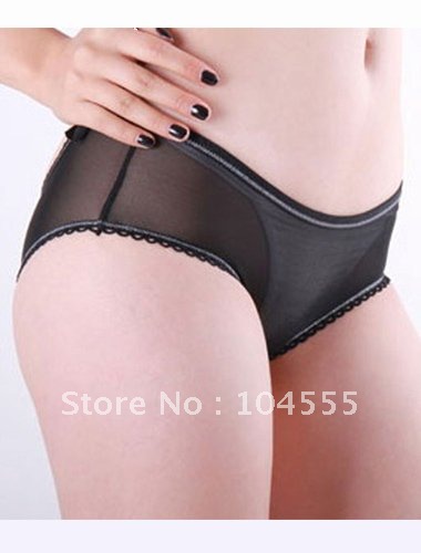 Sexy Cozy Clothes Lingerie Women Underwear Briefs Panties Free Shipping Black Pearl and Bow sexy Thong