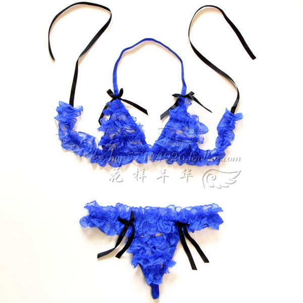 Sexy cutout women's corselets cutout thong lace transparent temptation of gift chromophous y-154