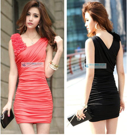 sexy dresses club wear v-neck dinner party formal dress petals one-piece dress 2012