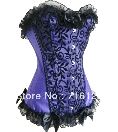 Sexy  Fashion  Purple STEEL BONED BUSK CORSET Gothic Burlesque  Llingerie Overbust Corset Basque Body Shaper  Free Shipping