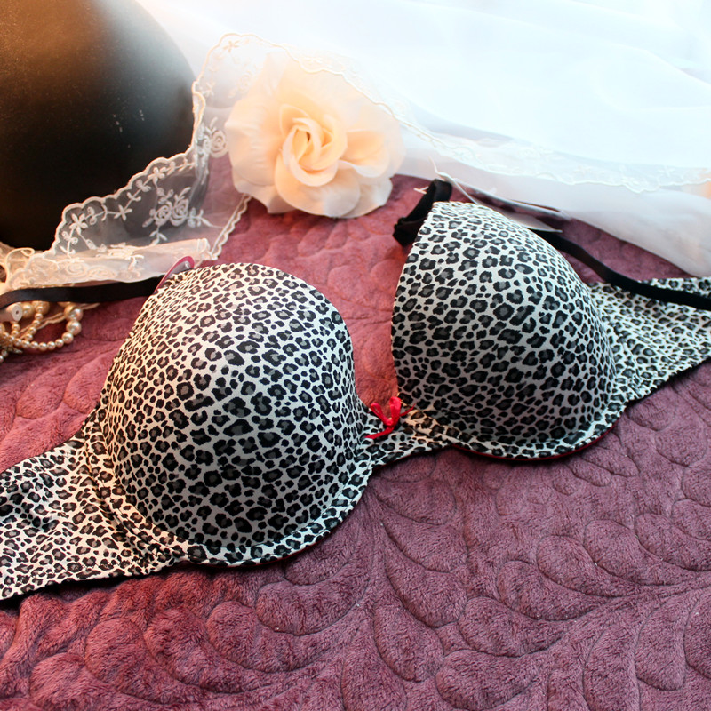 Sexy female underwear bra leopard print sexy shaping mold cup