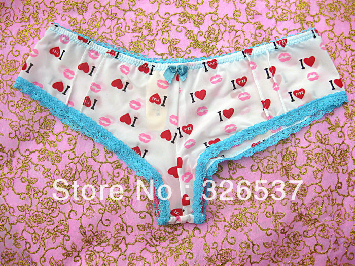 Sexy G-string victoria's VS pink series T back Sexy lace dot low cut pant lady underwear panties love heart kiss FREE SHIPPING