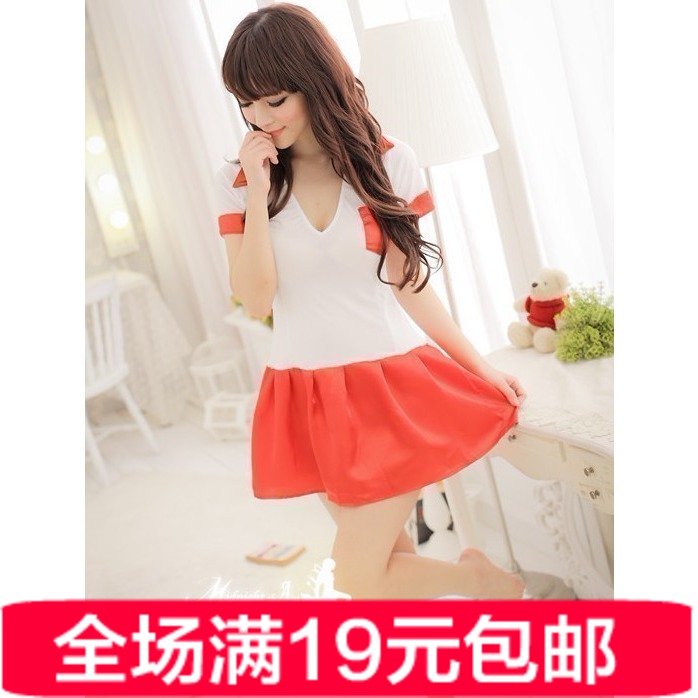 Sexy gauze b small short skirt nightgown temptation V-neck passion lace decoration women's sleepwear