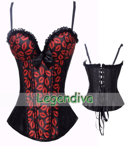 Sexy Gorgeous Lips Waist Cincher Corset Top Straps Underwear Bustier Lingerie Wholesales S M L XL 2XL