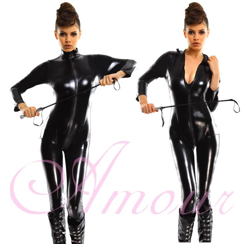 Sexy Goth Punk Overall Catsuit Teddy With Crotch Zipper Club Romper Free Shipping @p7046